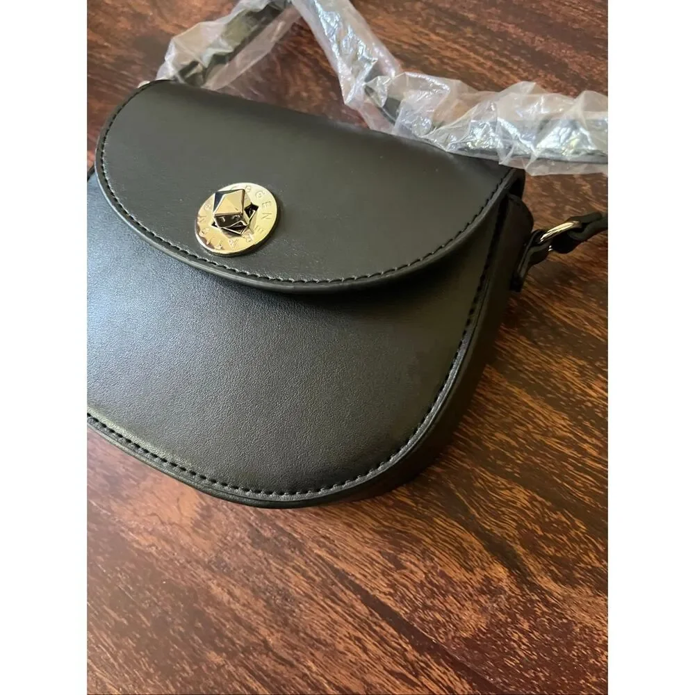 BCBGeneration Amelia Black Faux Leather Saddle Crossbody Bag - NWT